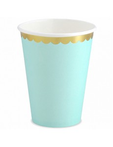 Copos Verde Menta Rebordo Dourado